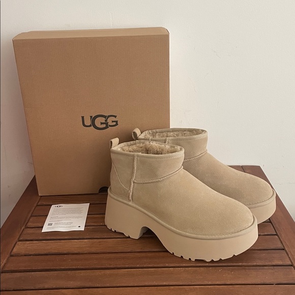 UGG Shoes - UGG Classic Ultra Mini New Heights Boots Mustard Seed US Women Size 10/UK8/EU41